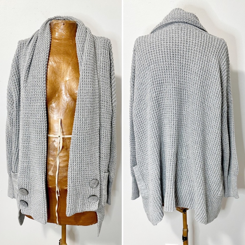 Soft Surroundings Gray Townsend Open Front Chunky Knit Cardigan Size small